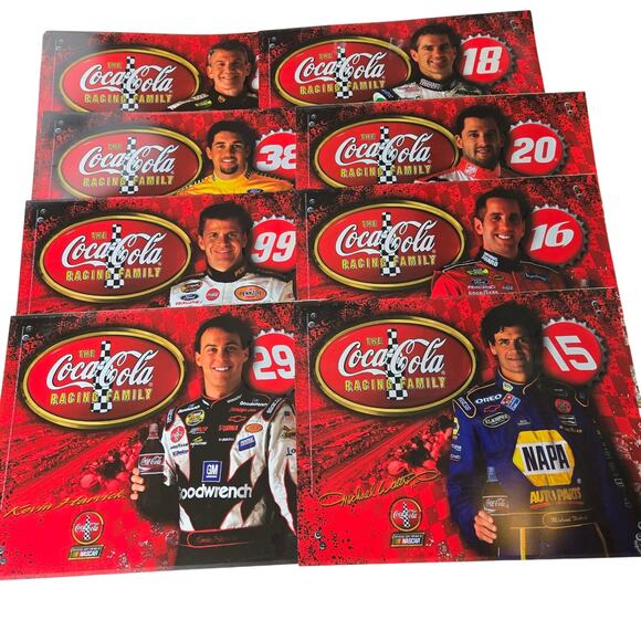 Coca Cola Nascar Racing Vintage 80s EUC placemat set 8 racecar drivers plastic